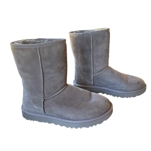 UGG Australia Classic Short II Grey Suede Sheepskin Boots Women's